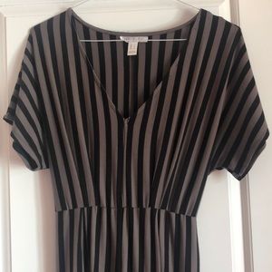 Taupe and black stripped romper